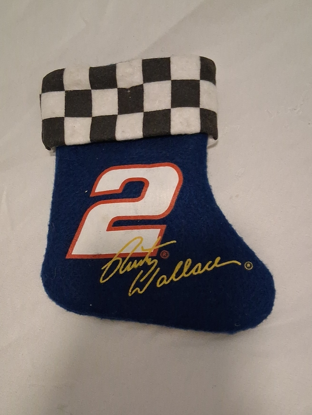 VTG RUSTY WALLACE #2 NASCAR MINI CHRISTMAS STOCKING Holiday Hanging 6" VG COND